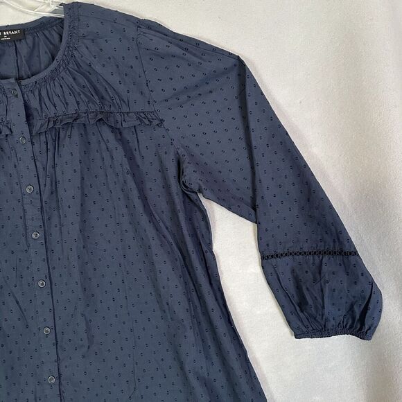 Lane Bryant Top Women Plus Size 24 Blue Peasant Boho Ruffle Balloon Lace Sleeve - Picture 9 of 16